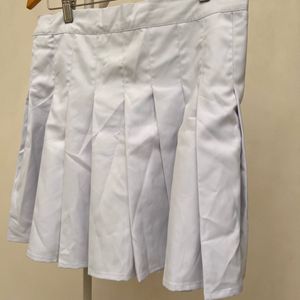 White Pleated Mini Skirt