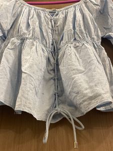 Chic Blue Peasant Top