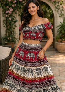 Pink Skirt &amp; Crop Top Set