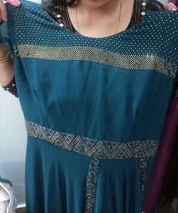 Beautiful Peacock Blue Drape Dress