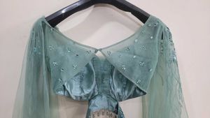 Designer Handwork Sequin Green Crop Top Palazzo