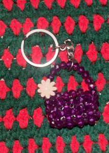 mini beaded bag keychain