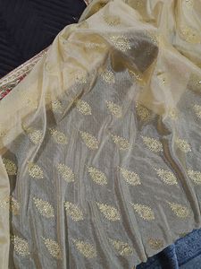 Elegant Pink &amp; Red Embroidered Saree