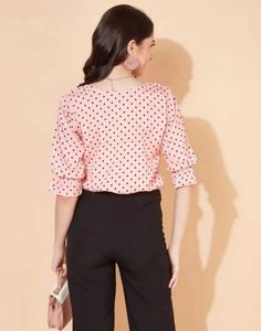 Polka Dots Printed Casual Pink Top for Women🩷✨