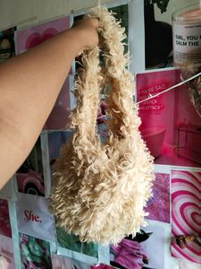 Faux Soft Fur Cream Beige Tote