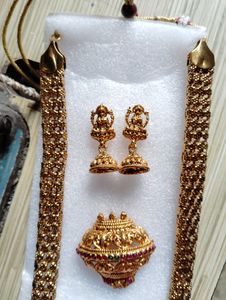 Gold Plated Long Thik Chain Necklace Set