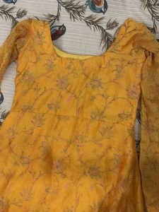 Floral Yellow Anarkali Kurta