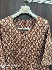 Brown Printed Kurta Set