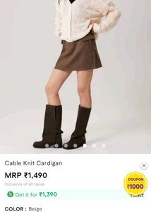 Cable Kint Off White Cardigan