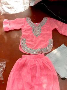 Cute Pink Embroidered Kids' Outfit