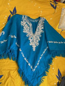 Embroidered Blue kashimiri shrug shawl