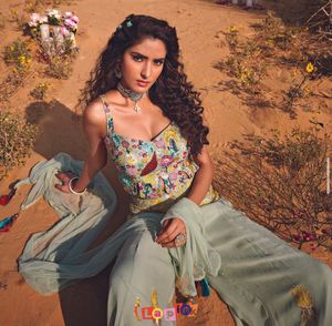Lapink Embroidered Hand Work Plazzo Crop Top