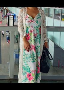 Urbanic White Floral Adjustable Strap Maxi Dress