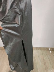 Metallic Gray Evening Gown