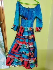 Multicolor Cotton Long Length Dress