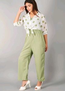 Trendy Light Green Jumpsuit✨️