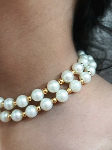 Cream &amp; Gold Bead Necklace