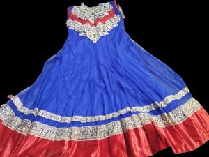 Blue & Red Embellished Anarkali Dress