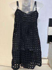 padded Black Eyelet Sundress with adjustable strip