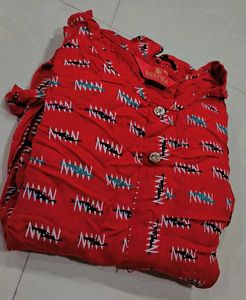 Red Printed Midi Dress