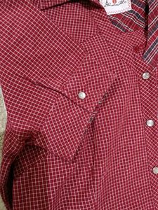 Bare Denim - Maroon Checked Western Shirt