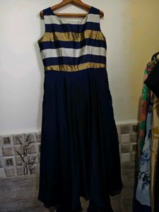 Elegant Blue &amp; Gold Ethnic Gown Large/ XL Size