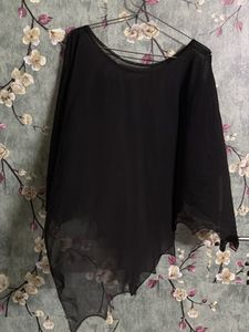 Black Poncho Style Top
