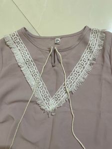 Designed Neck And Hand Top With Front Knot