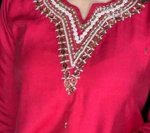 Premium Fuschia Handwork Suit set