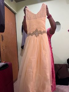 Elegant Peach Ethnic Gown