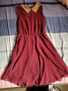 Maroon Collar Dress