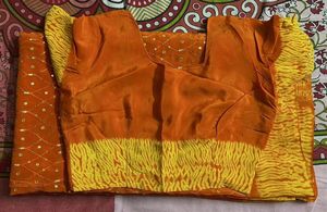 Orange Sequin Saree with Blouse
