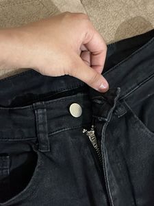 Black Cargo Flared Jeans