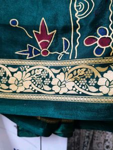 Beautiful Grey And Green Silk Saree