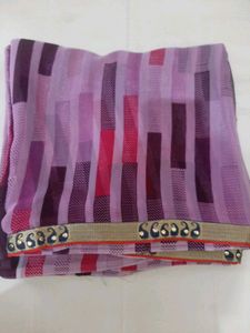 79)new Violet Lace Saree