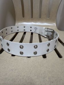 H&M White Studded Leather Belt