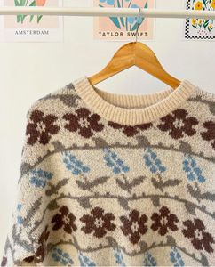 Cute Floral Print Sweater