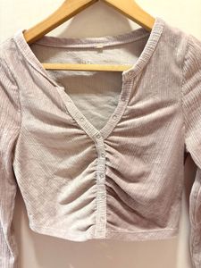 AERO Ribbed Cropped Long Sleeve Top