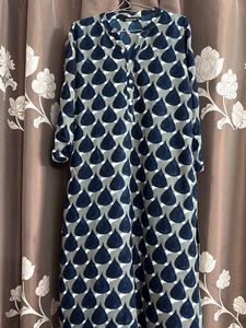 Blue Leaf Print Kurta