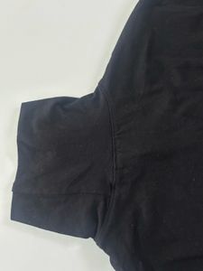 Turtle-Neck Black Cropped T-shirt, Size - 32-34