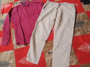 red shirt golden pant