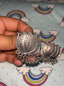Oxidised Lotus Shaped Earrings