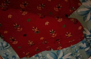 New Red Floral Print Cotton Nighty