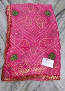 Pink Bandhani Saree