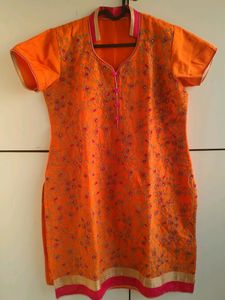Orange Embroidery Kurti