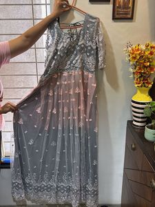 Elegant Grey Embroidered Dress