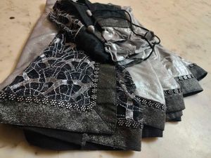 Black &amp; Silver Embellished Sari With Designer Blou
