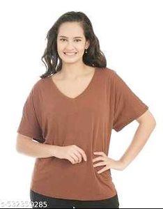 Brown U-Neck T-Shirt