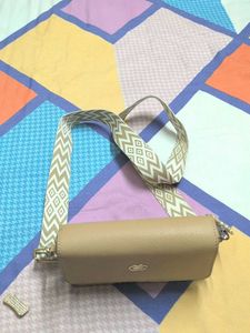Elegant Nude Clutch with Gold Accents