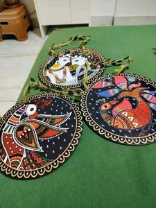 Madhubani Art Wooden Wall Hanging Set of 3